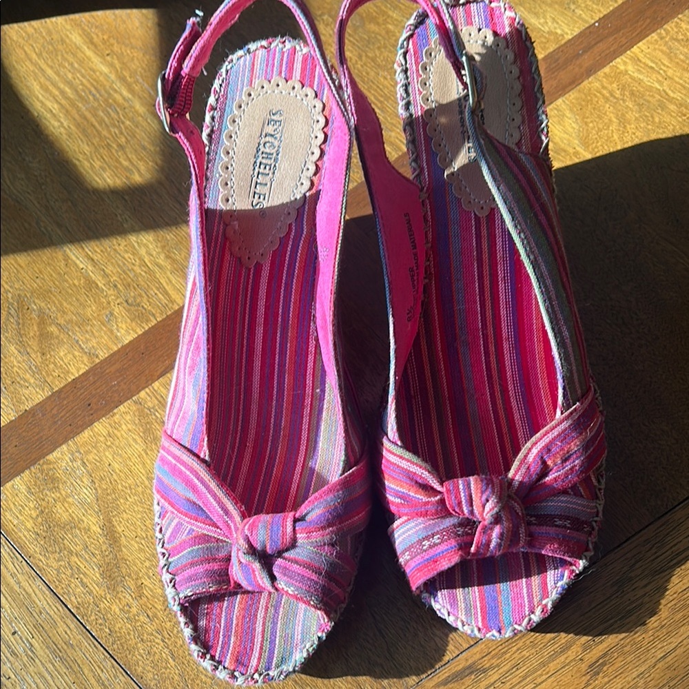 Seychelles Pink Espadrille Slingback with Bow Detail